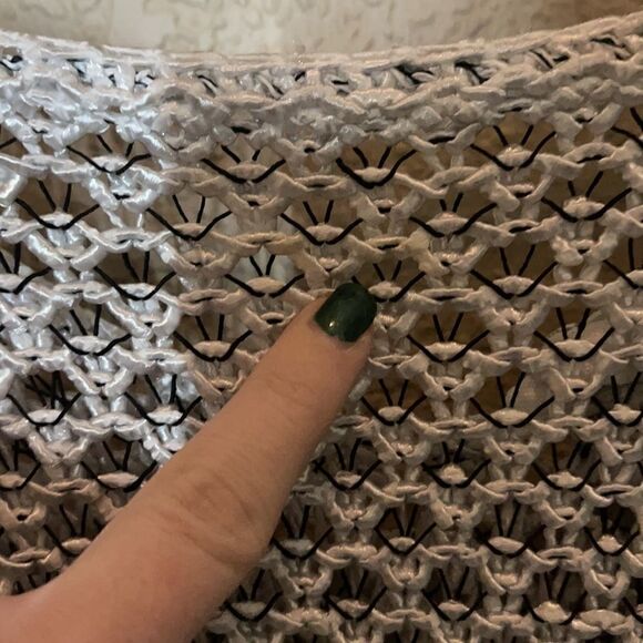 Helmut Lang- Luminous Cord Open Knit Sweater Crew Neck Silver & Black - Picture 4 of 12